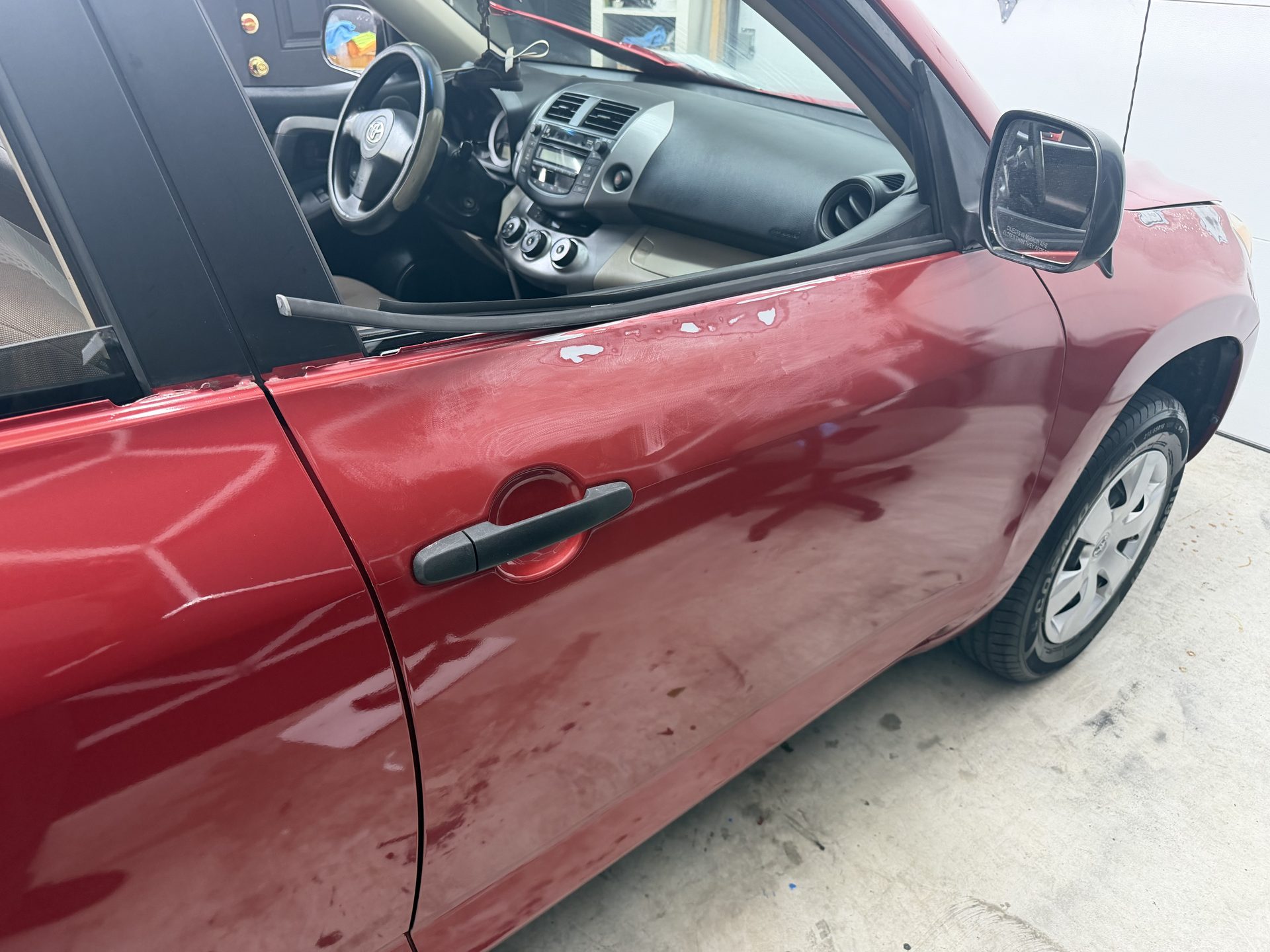Vehicle prepared for customization work in the shop